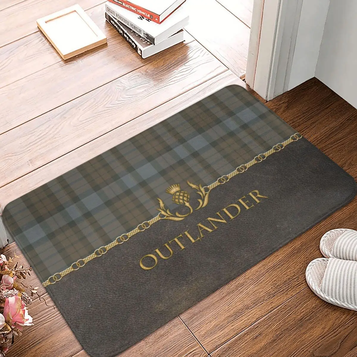

Leather And Tartan Outlander Doormat Carpet Mat Rug Polyester PVC Non-Slip Floor Decor Bath Bathroom Kitchen Bedroom 40x60