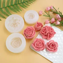 3D Cake Mold Cupcake Flower Bloom Rose Shape Silicone Fondant Soap Jelly Candy Chocolate Decoration Baking Tool Chocolate Moulds