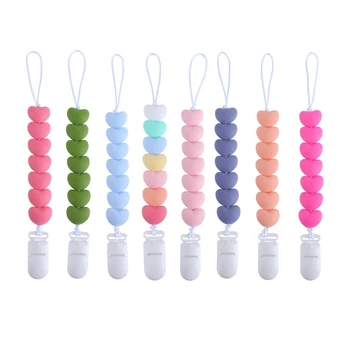 

Baby Pacifier Clips Love Heart Shaped Silicone Pacifier Chain Baby Soother Pacifier Nipple Holder Teething Toys Dummy Clip