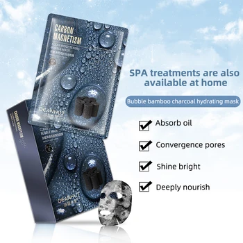 

Detox Oxygen Bubble Mask 10Pcs/Set Facial Moisturizing Oil Control Bamboo Charcoal Black Face Mask Sheet Skin Care Blackhead