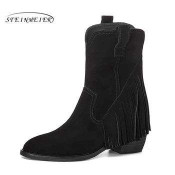 

Winter Genuine Suede Leather boots Women Ankle Boots Comfortable quality soft Shoes Brand Designer Handmade 2020 black boots
