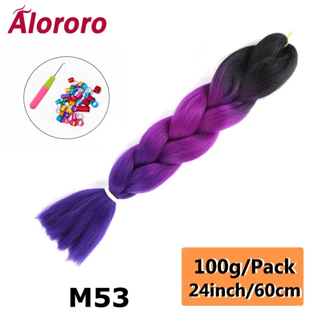 Jumbo Braid Hair Extensions Green Synthetic Braiding Hair 24 Inch Afro Blue Pink Purple Blonde Ombre Hair for Braids Alororo 24inches-M53