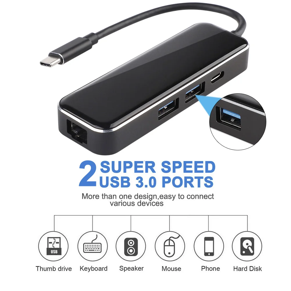 

USB Type C HUB to PD RJ 45 Multi USB 3.0 USB3.0 Power Adapter Converter for MacBook Pro/Air Samsung USB-C USB HUB Splitter Hab