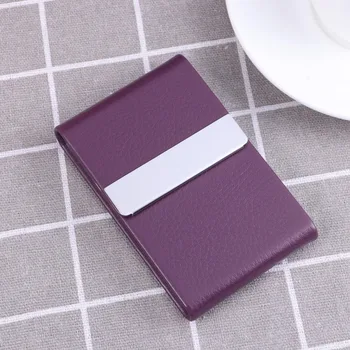 

Big Capacity Vertical Section Business Name Card Holder Credit Card Holder Fashion Unisex Visit Card Case Metal Wallet PU Leathe