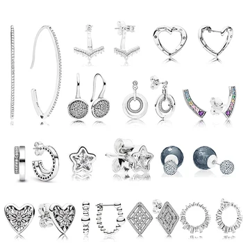 

PDB ED 11 RLLEN Original 925 Sterling Silver Earrings with Crystal Ice Princess Hope Rainbow Blue Drop Earrings Earrings.