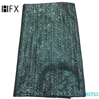 

HFX Green Sequins With Mesh Lace Fabric 2019 New Fashion Evening Prom Dresses Sequined Embroidered Tulle Fabrics F2753