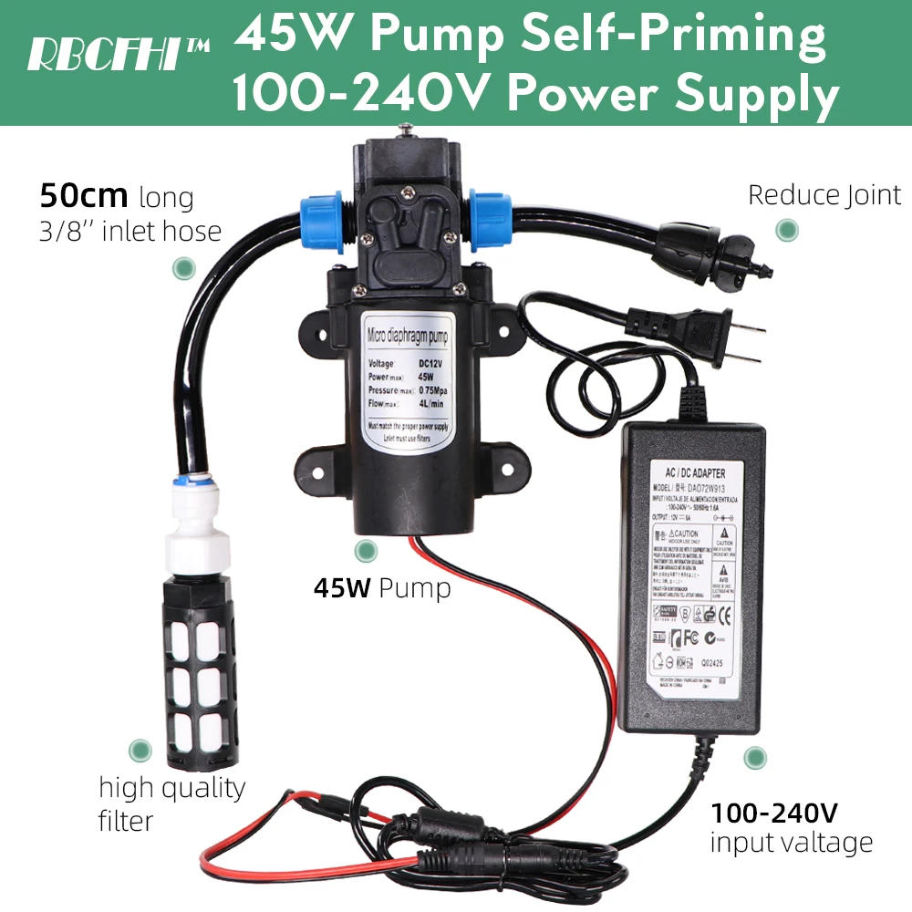 RBCFHI Misting Cooling System with 45W Pump Filter Kit 6M-21M Garden Irrigation Watering Kits Outdoor Patio Porch Greenhouse 2