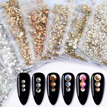 

1440PCS Glass 3D Nail Rhinestones For Nail Art Design Gems Nail Decorations Clear AB Stones Nail Art Jewelry Accessories