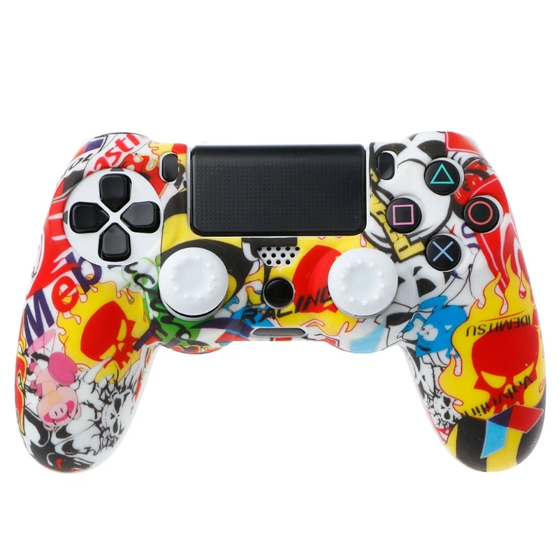 

Gamepad Protection Soft Camouflage Guards Grip Cover + 2 Cap For PS4 Controller E65A