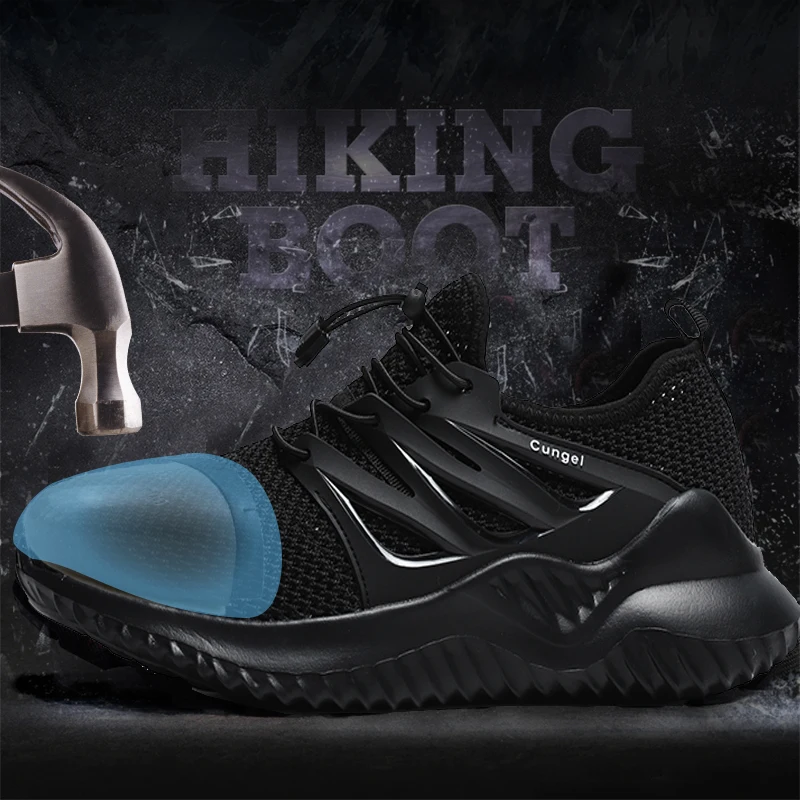 Мужская Безопасная рабочая обувь; Мужские дышащие Нескользящие строительные ботинки со стальным носком; износостойкая обувь