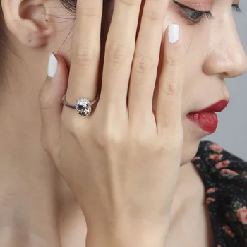 

S925 Sterling Silver Classic Body Face CZ Rings for Women Engagement Wedding Anniversary Party Cocktail Charm Ring Jewelry Gifts
