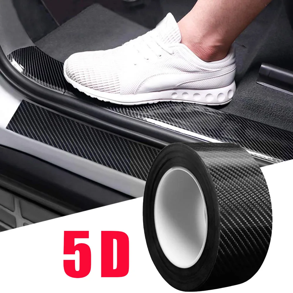 5D Carbon Fiber Car Sticker Waterproof Car Door Anti-collision Strip Nano Tape High Quality Threshold Protection Film DIY Strip