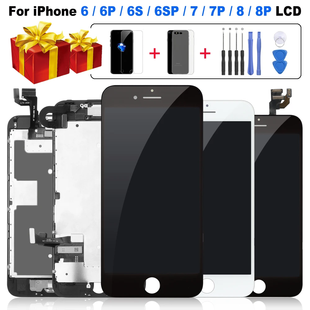 

AAA+++ LCD Full Assembly for iPhone 6 6S 7 8 Plus Touch Glass Display LCD Digitizer Screen Replacement+Front Camera+Ear Speaker