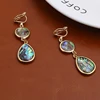 Japan Luxury Natural Abalone Shell Teardrop Pendant Clip on Earrings No Pierced  New Zealand Shell Ear Clips for Women Jewelry ► Photo 1/6