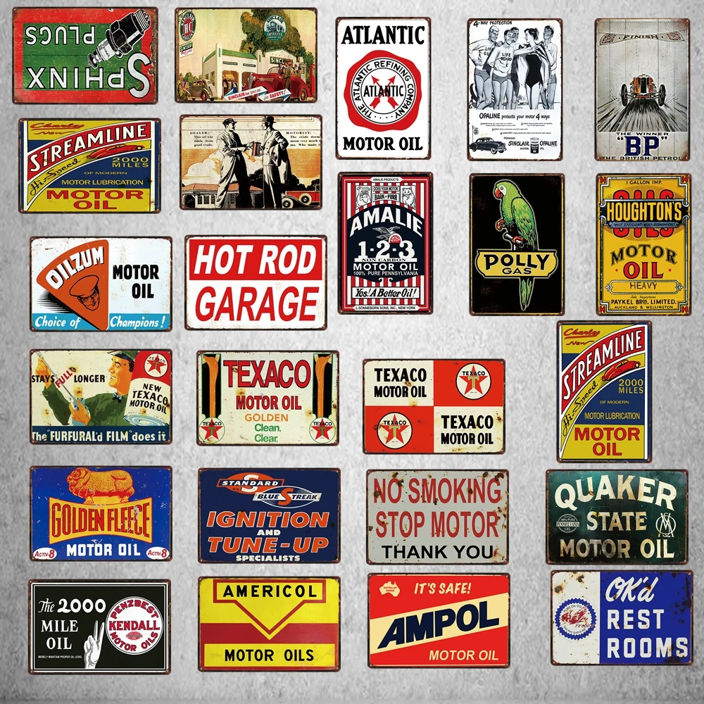 Vintage Motor Oil Metal Sign Hot Rod Garage Poster Plaque For Wall Auto Tire Shop Gas Station Decoration DU-4138A | Дом и сад