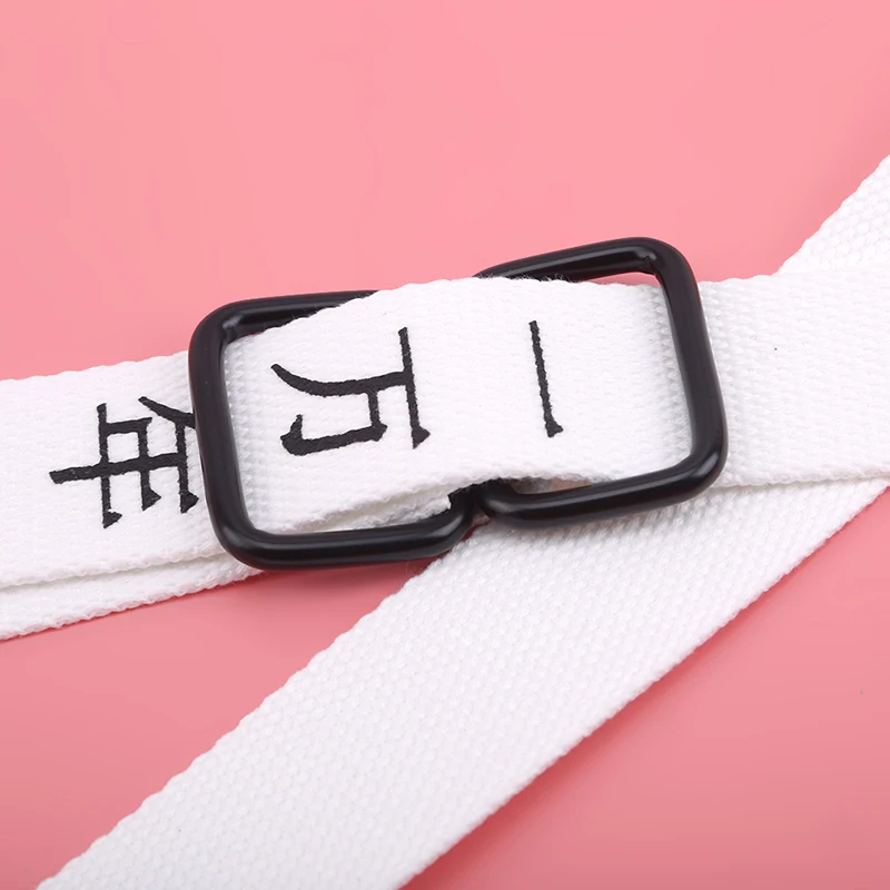 Мужской тканевый нейлоновый ремень для студентов Harajuku с китайскими персонажами, с двойной пряжкой, повседневный тканевый ремень белого цвета