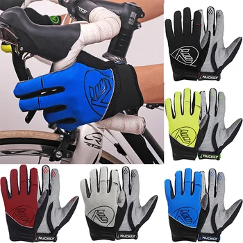 

NUCKILY Autumn Foam Padding Full Finger Cycling Gloves With Silicone Gripper Finger Tips PD04