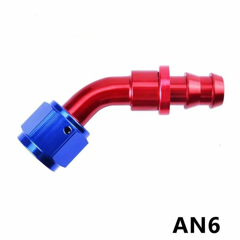 AN6 45 Degree Fuel Oil Line Push On Lock Fitting Adapter Anoized