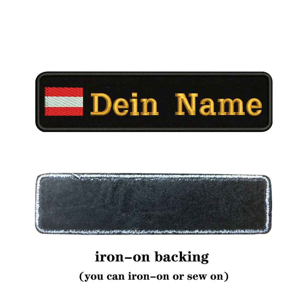 brown-iron on Вышивка на заказ Австрийский флаг имя или заплатка с текстом 10 см* 2,5 см значок Железная на или липучке Подложка для одежды брюки рюкзак шляпа - Цвет: brown-iron on