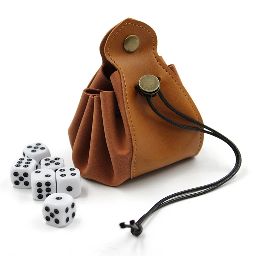 PU Leather Dice Bag with Drawstring Coin Purse Dice Storage Bags Pouch