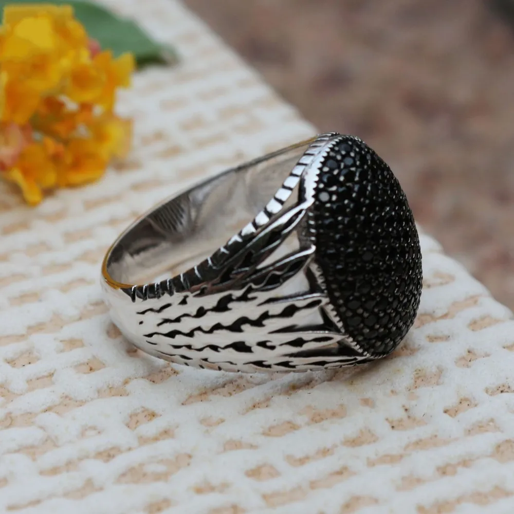 Новинка, кольцо из стерлингового серебра 925 пробы, высокое качество, роскошное эмалированное ПАВЕ, циркон, Средний Восток, мужское серебряное кольцо