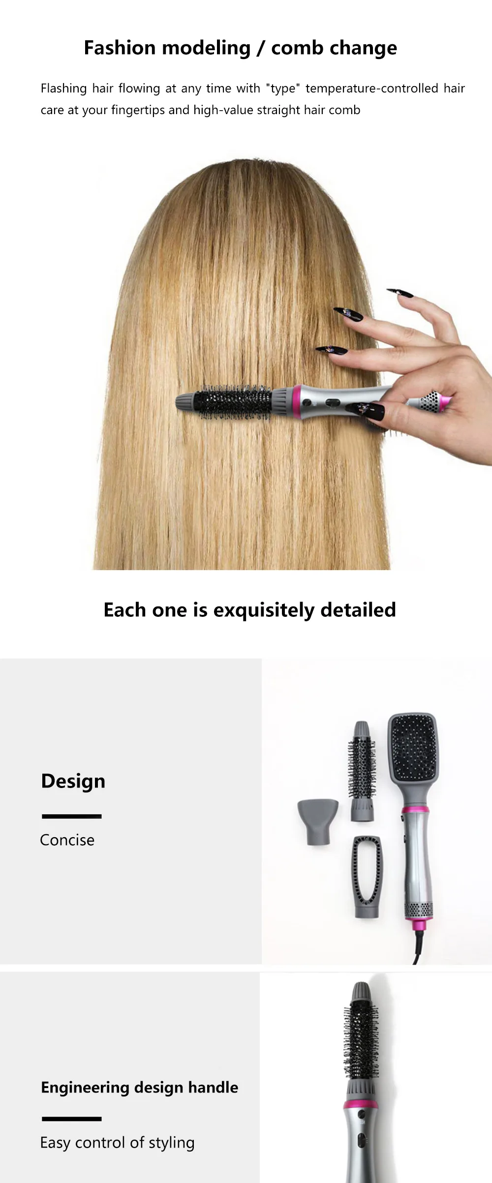 4 в 1 фен для волос Многофункциональный горячий воздух расческа анион расческа для волос бигуди Выпрямитель