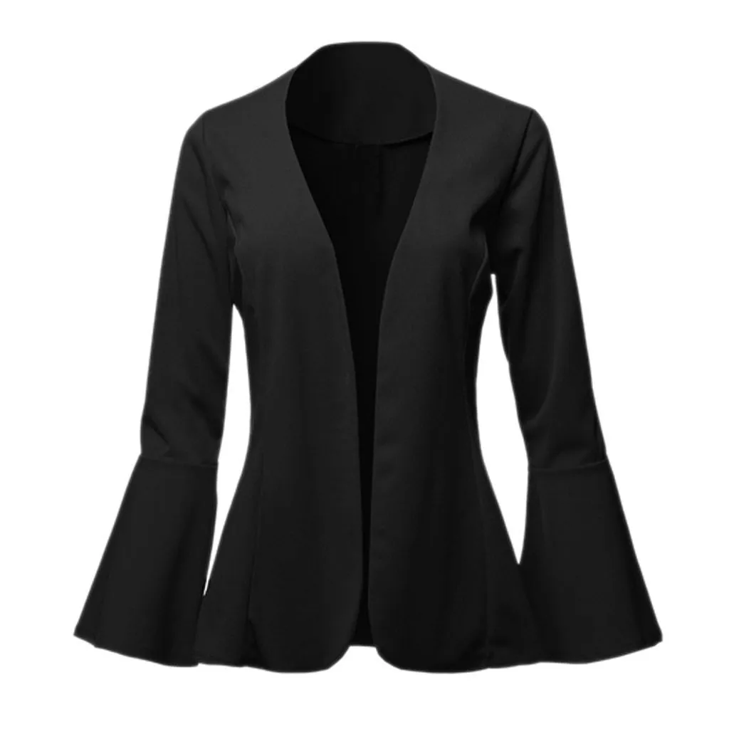 

JAYCOSIN Fashion Cardigan Solid blazer Female Flare long sleeve office ladies blazer 2019 Autumn jacket women outerwear coat 822