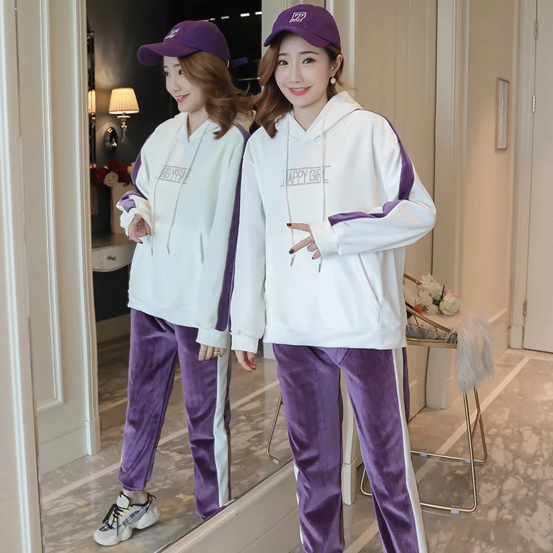 

Pregnant Women Autumn Clothing Set Fashion 2018 New Style Korean-style Fall And Winter Clothes Tops Casual Fashion Mom plus Velv