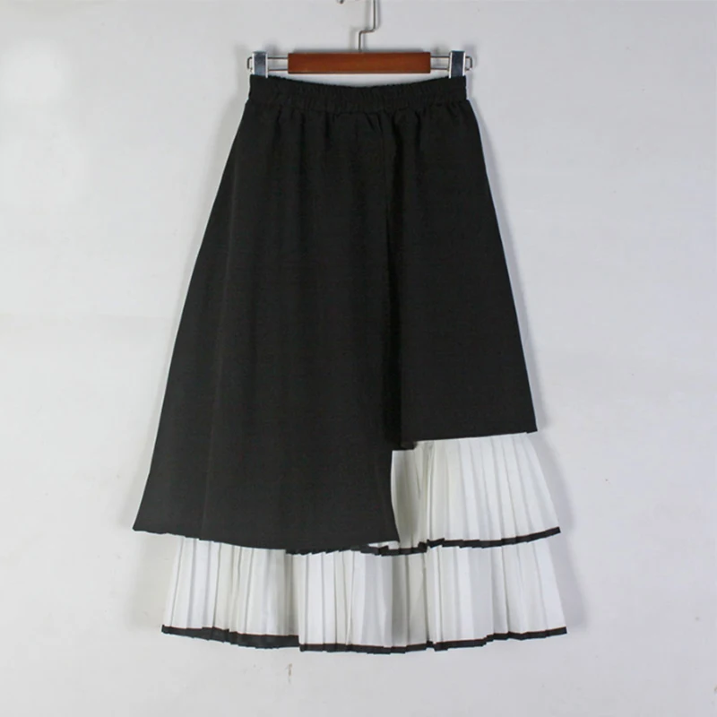 

YOSO 2019 Autumn And Winter New Korean Ins Design Sense Was Thin Waist Pleated Skirts Female Irregular Stitching Fashion Women