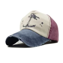 Помытая хлопковая Повседневная бейсбольная кепка с якорем Snapback шляпа для мужчин и женщин ретро летняя хип-хоп облегающая Кепка s бейсболка Hombre Bone