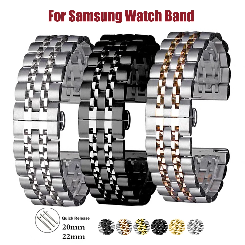 20mm 22mm Stainless Steel Watchband For Samsung Galaxy Watch 3 45mm Gear s3 46mm 42mm GT2/2e/Pro for Amazift GTS Metal Bracelet