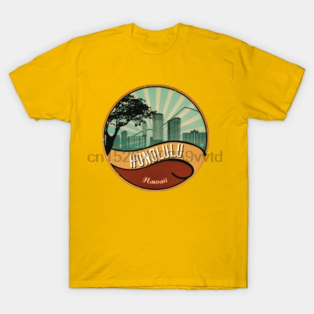 Мужская футболка Honolulu City Skyline Гавайская Ретро винтажная 80s ретро дизайн wo