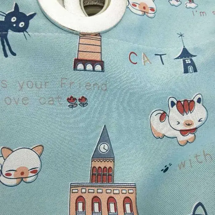 1 шт. scartoon Cat напечатанный занавес для детской спальни гостиной украшения для балкона бытовой длинный перфорированный затемненный занавес s