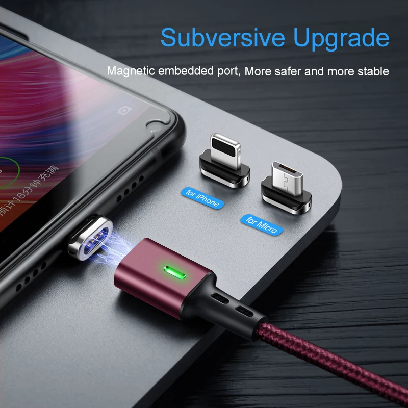 Elough 3 в 1 Магнитный заряд для iphone xs max xr x 8 7 плюс 6 5 S тип с кабель микро USB телефон
