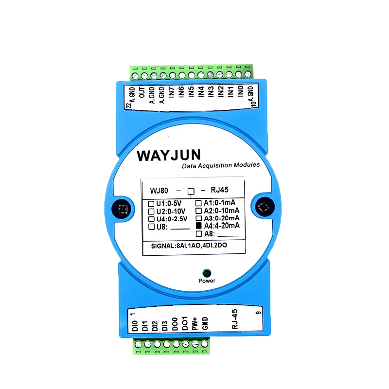 

Modbus TCP Voltage and Current 4-20ma0-5V Acquisition IO Module 0-10V at 8 Analog Signal Transfer Port