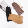 Guantes gruesos de terciopelo para Invierno para mujer, guantes elegantes de ante perla a prueba de viento, de dedo completo, para ciclismo y conducción, K43 ► Foto 3/6