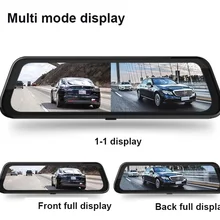 1" FHD ips сенсорный экран поток медиа Автомобильный видеорегистратор с двумя объективами регистратор зеркало заднего вида цифровой видеорегистратор