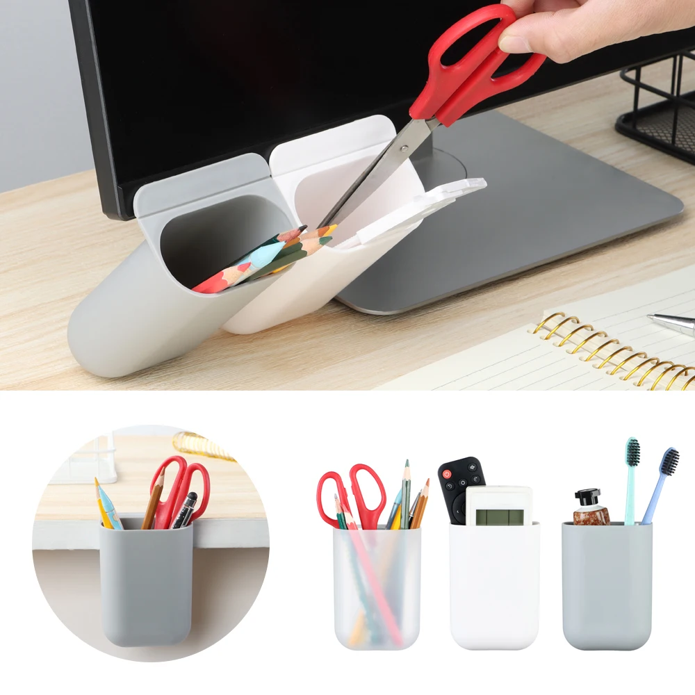 Creative Storage Box Self-Adhesive Hanging Pen Holders Desktop Organizer Pencil Case Home Office School Computer Desk Finishing