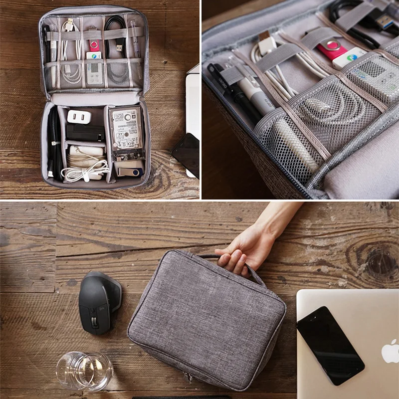 Travel Organizer Case for Storage Bag Digital Zipper Charger Data Cable USB Bag@ 