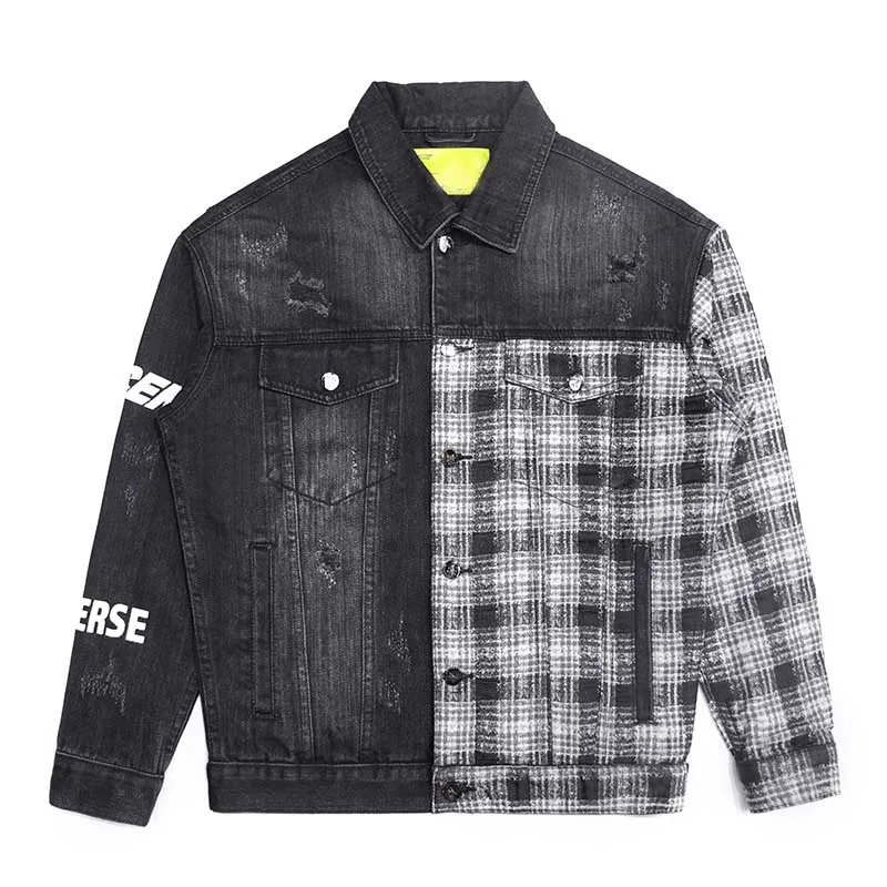

KIOVNO Men High Street Ripped Denim Jackets Patchwork Vintage Jeans Jackets Outwear For Male Washed Size M-3XL