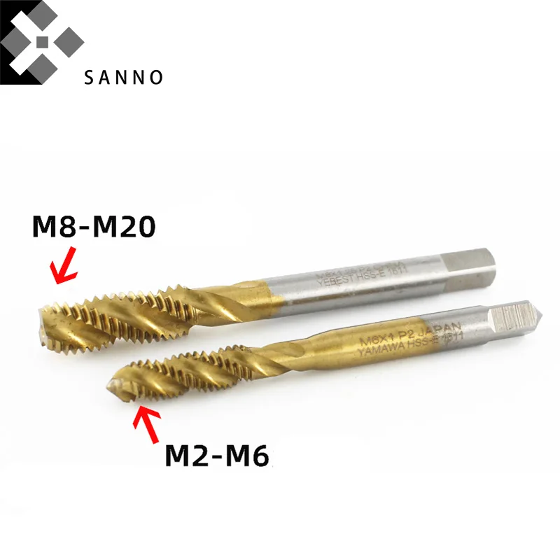 10pcs  Hss spiral fluted machine screw tap M2 M8  M14 M20 spiral pointed taps tapping thread forming tap for Chip Removal, Iron (3)