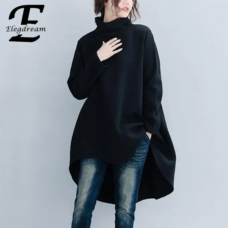 Elegdream Плюс Размер Женская одежда 2019 осень зима бархатные толстовки Теплые Топы