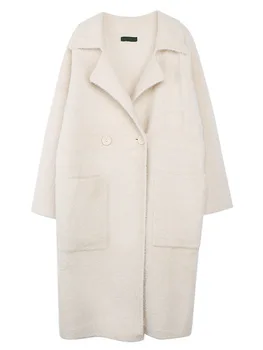 

Elegant Autumn Winter Women Long Coat Jacket Casual High Quality Warm Wool Blends Overcoat Fashion Solid Long Cashmere Coats