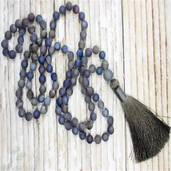 

8mm Moonstone Gemstone 108 Buddha Beads Mala Necklace Lucky natural yoga Bless Wristband Unisex Handmade