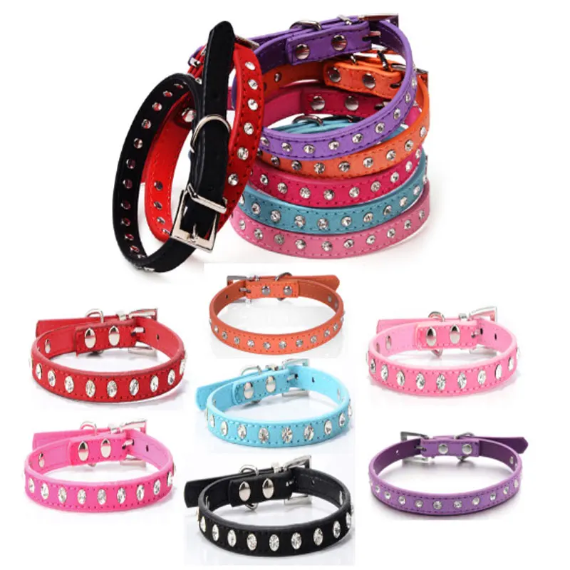 Puppy Dog Collar Crystal Hot Bling Rhinestone Pu Leather Puppy Cat
