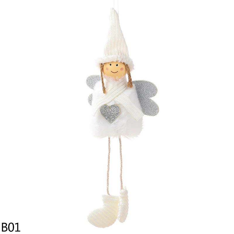 Милый Рождественский Ангел плюшевая кукла подвесная Елочная игрушка висячий орнамент детский подарок домашняя Рождественская вечеринка куклы украшения - Цвет: B01 white