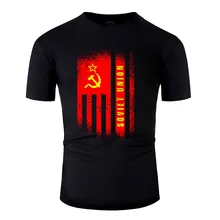 Moda URSS bandera/regalo Unión Soviética camiseta hombres letras Harajuku hombres Camisetas manga corta Hiphop superior(China)