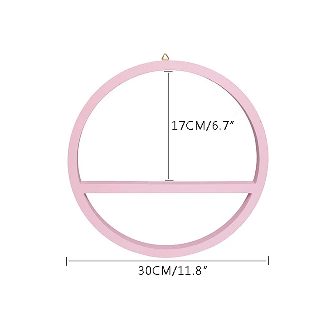 Nordic Pink Circle Wall Shelf Creative Wood Shelves Wall Decoration Crafts Multifunction Storage Rack Kids Room Home Decoration