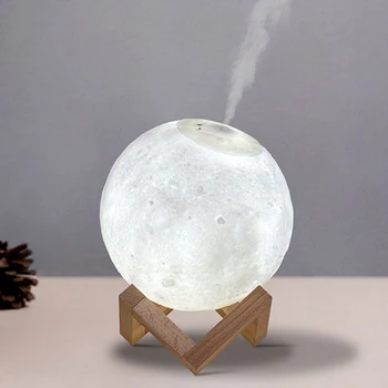 

LED Night Light 3D Print Moon Lamp Rechargeable Color Changed Lighting Touch Lamp with Aromatherapy Air Humidifier Night Lamp