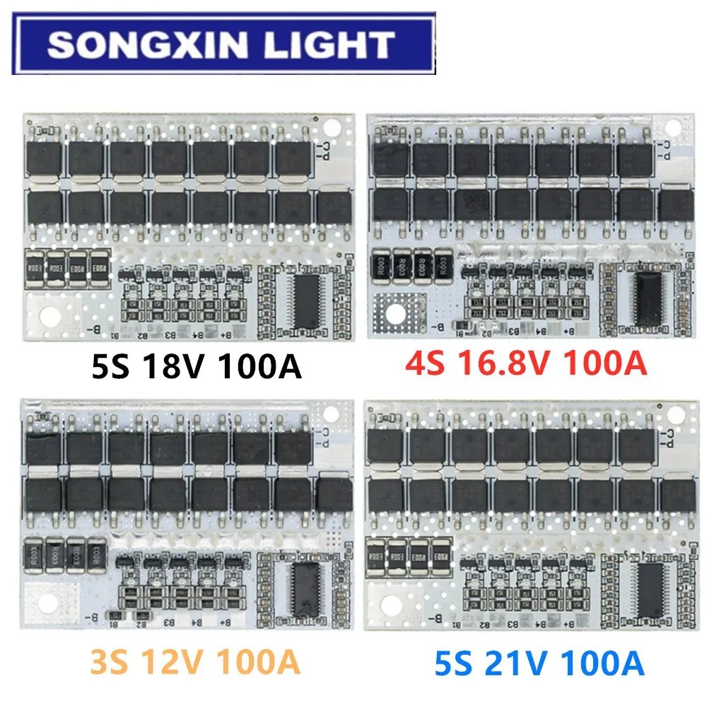 5S 100A 21V BMS 5S/4S/3S/3s/4s/5s Bms 12v 16 8 v 21v 3 7 100a литий ионный ЖИО трехкомпонентная литиевая